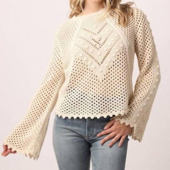 NWOT Another Love "Meryl" Cotton Crochet Sweater - Picture 8 of 8